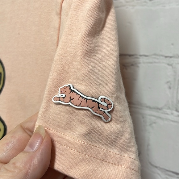 Le Tigre glitter tiger logo peach colored XL t-shirt - Picture 3 of 7